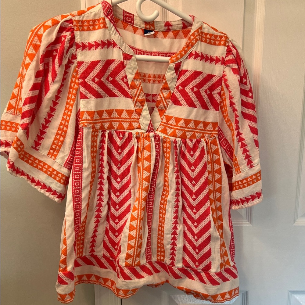 Old Navy pink and Orange Patterned Blouse